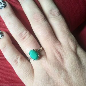 Yarn Green Turquoise Ring 10 silver toned